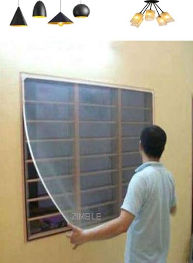 Zimble (60x72 inch)-5x6 Ft (Pack 1), Colour White, Pre-Stitched, Windows Mosquito Net, Insect Net Adhesive with Hook and Loop for Window Frame,Wooden Frame| Highly Durable and Safe - Image 1